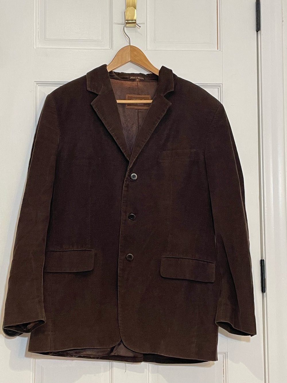 Tasso Elba Men’s Brown Corduroy Blazer Jacket Paisley Lined Size M